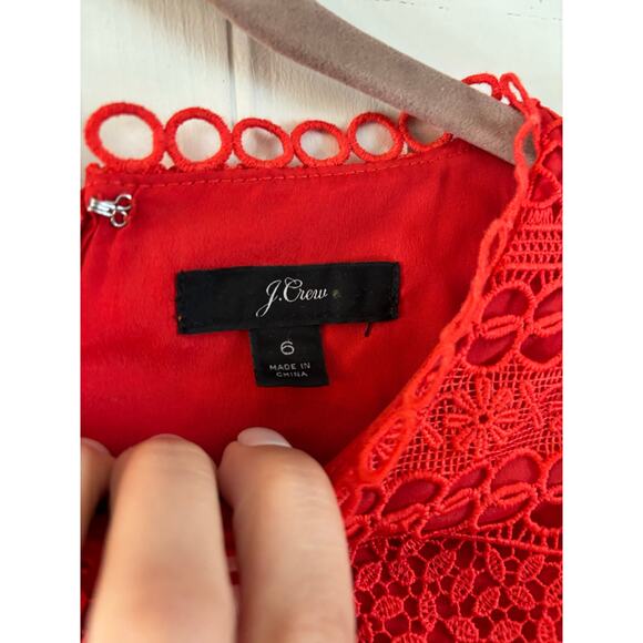 J. Crew Orange Eyelet Lace Ruffle Cap Sleeve Sheath Dress Cherish Embroidered 6 - Picture 5 of 6